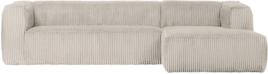 Woood Bean Hoekbank met Chaise Longue Rechts Ribstof Naturel
