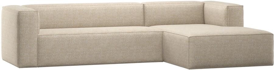 WOOOD Bean Hoekbank Rechts Polyester Beige Melange 73x305x175