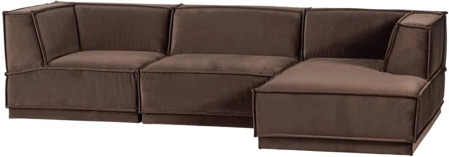 WOOOD Manu Chaise Longue Bank Rechts Velvet Bruin 73x286x160