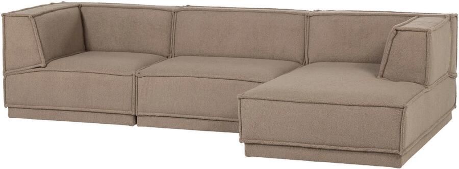 WOOOD Manu Chaise Longue Bank Rechts Teddy Taupe 73x286x160