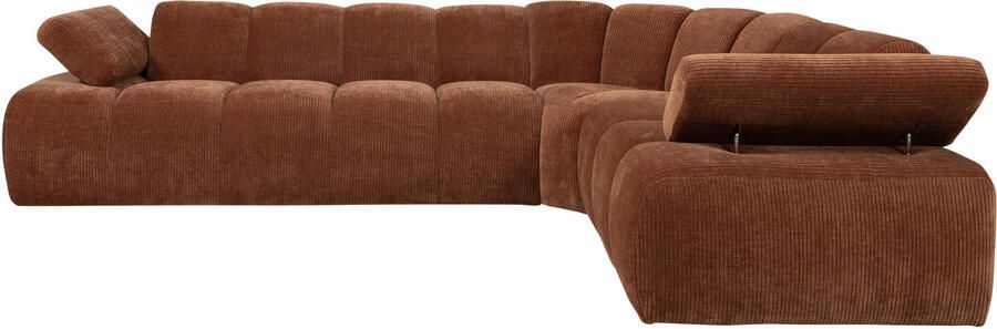 WOOOD Mojo Hoekbank Rechts Ribstof Roest Bruin 74x310x230