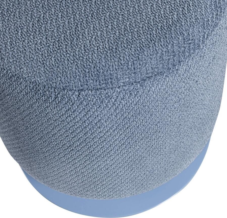 WOOOD Islen Poef Met Draaivoet Bouclé Lichtblauw 47x39x39 - Foto 3