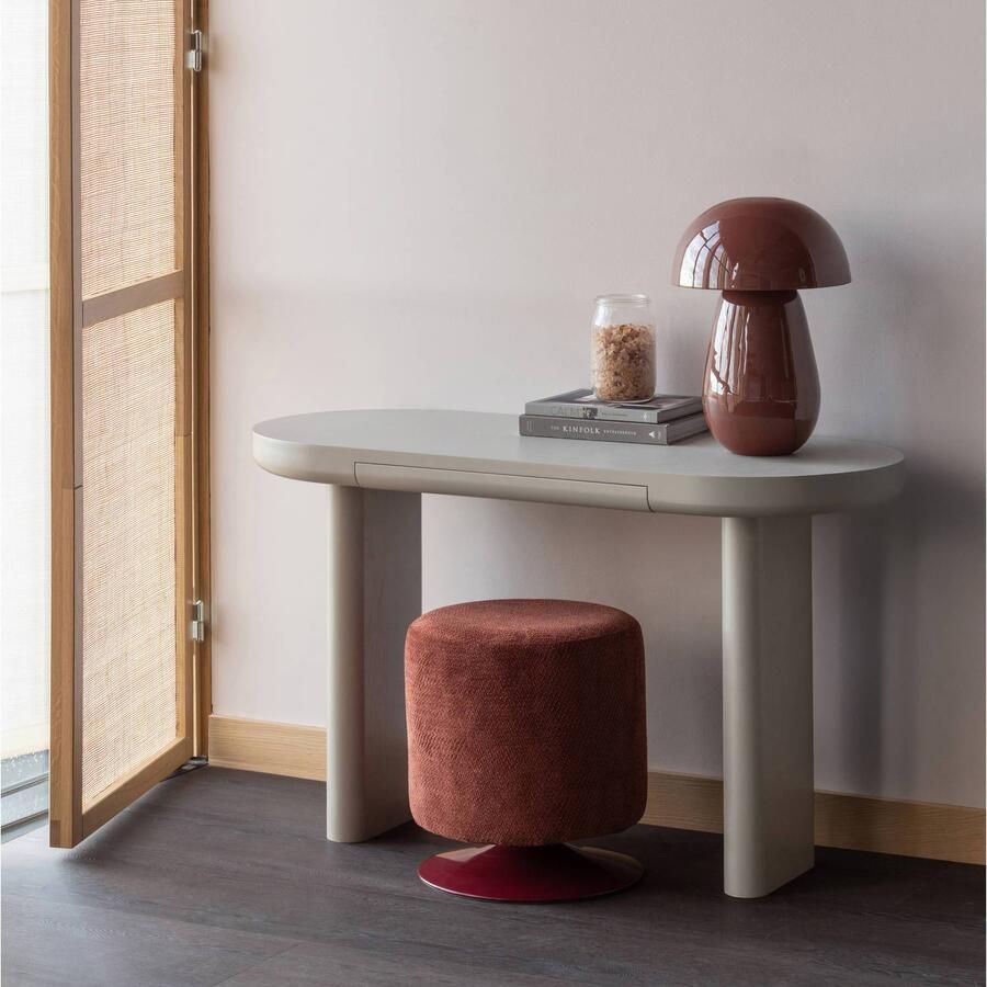 WOOOD Islen Poef Met Draaivoet Bouclé Bordeauxrood 47x39x39 cm - Foto 2