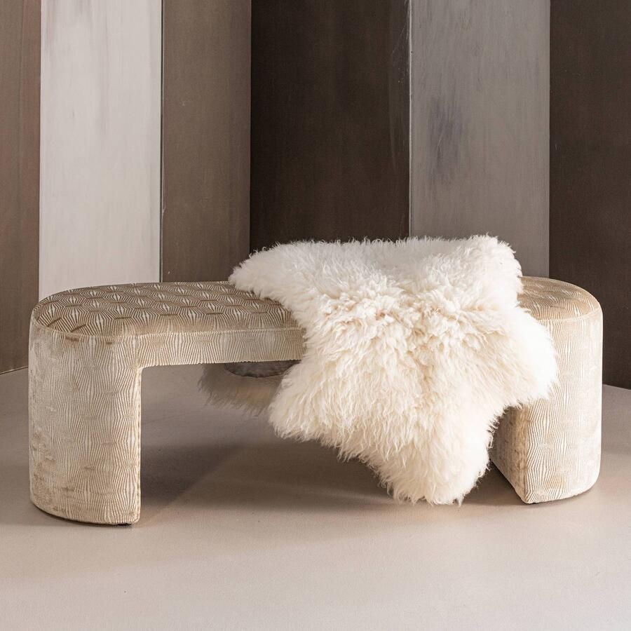 WOOOD Jacob Bankje Dessin Geweven stof Naturel Beige 46x130x46 cm - Foto 2