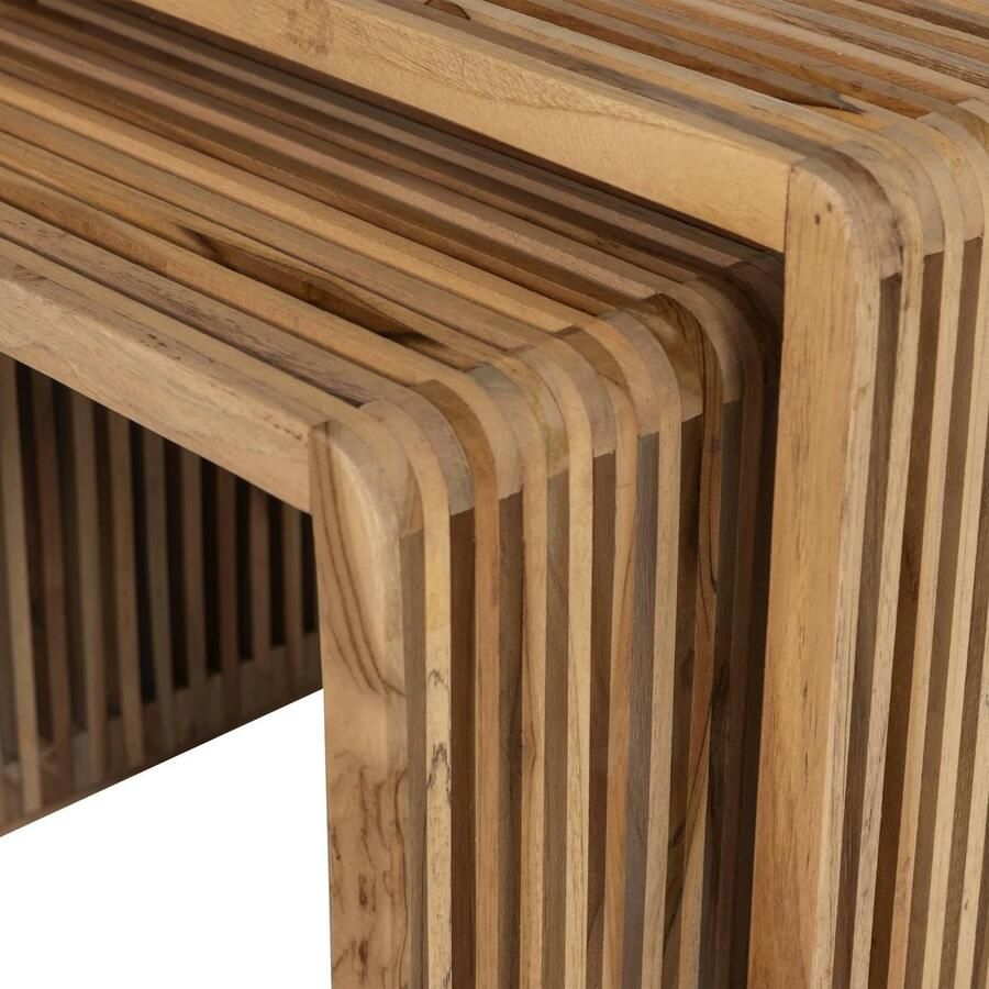 WOOOD Jasmijn Bijzettafels Recycled Teak Hout Naturel Set van 2 - Foto 2
