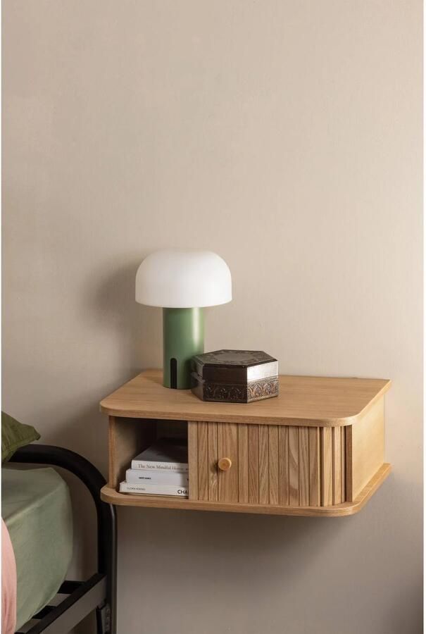 WOOOD Jena Nachtkastje Hangend Met Handige Opbergruimte Links Rechts Naturel Hout 15x40x30 cm - Foto 3