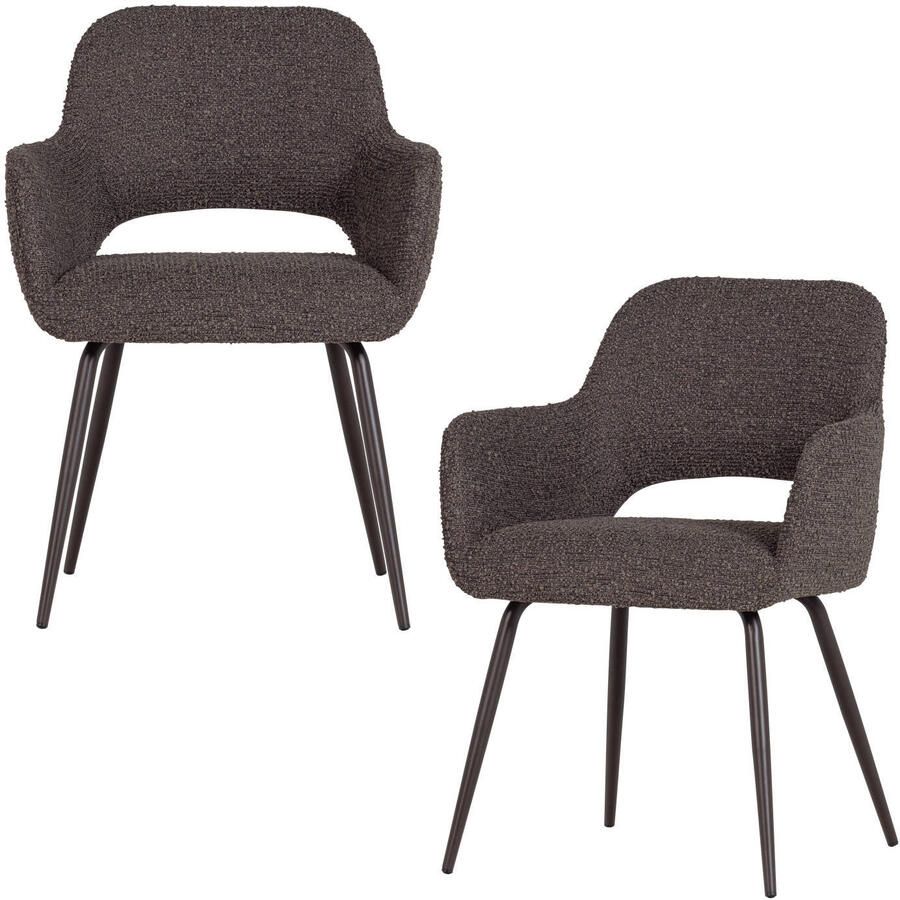 WOOOD Jenny eetkamerstoelen met armleuningen bruin (set van 2)