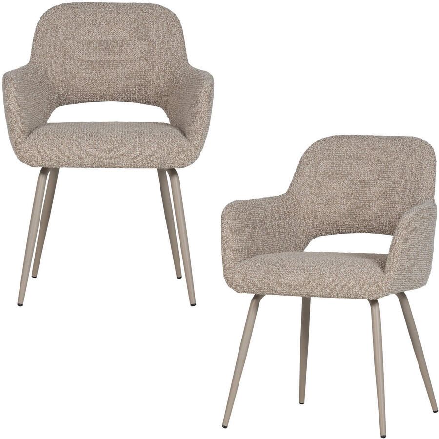 WOOOD Jenny eetkamerstoelen met armleuningen zand (set van 2)