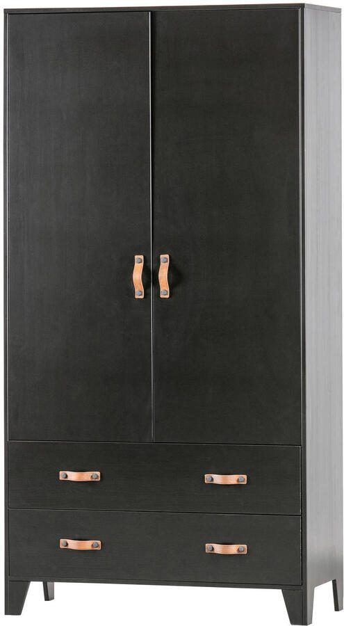 WOOOD Dian Garderobekast Grenen Zwart 180x94x40