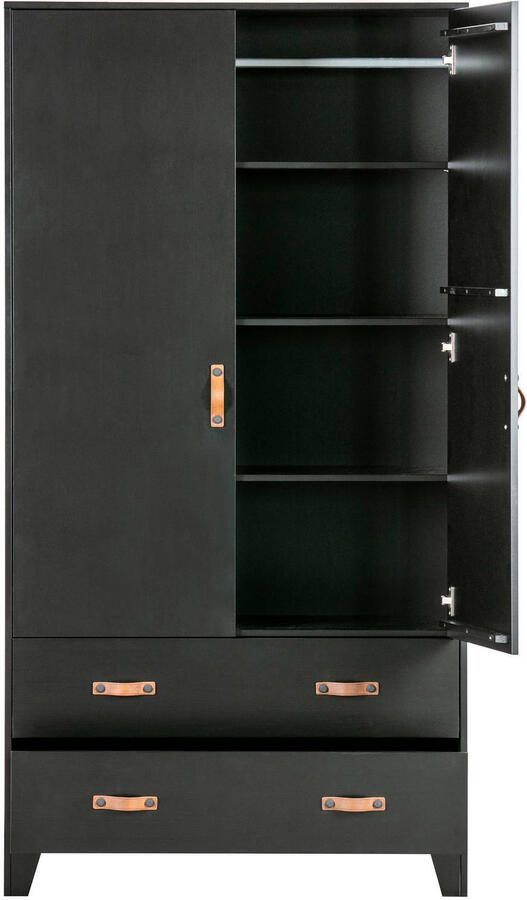 WOOOD Dian Garderobekast Grenen Zwart 180x94x40 - Foto 3