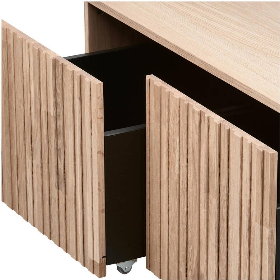 WOOOD Kistbank New Gravure bunkbank met grafische reliëfdeuren op wielen breedte 88 cm