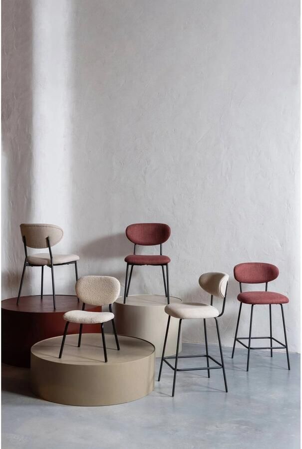 WOOOD Kjeld Eetkamerstoelen Polyester Naturel Set van 2 - Foto 2