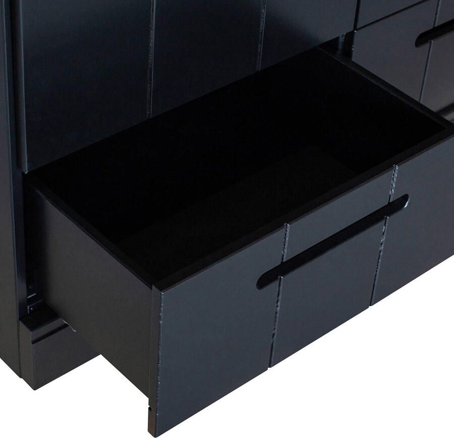 Woood Connect Kledingkast H 195 x B 140 x D 53 cm Lades Planken en Roede Zwart - Foto 2