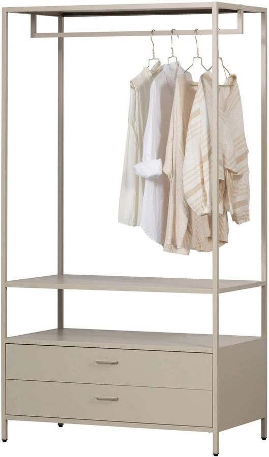 WOOOD Ferris Open Kledingkast 100 cm Metaal Zand 185x100x54