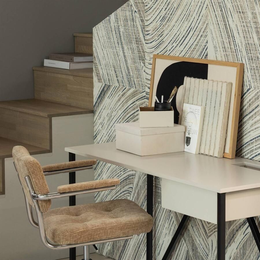 WOOOD Kova Bureaustoel Geweven Ribstof Donkerzand Beige 87x54x80 cm - Foto 3