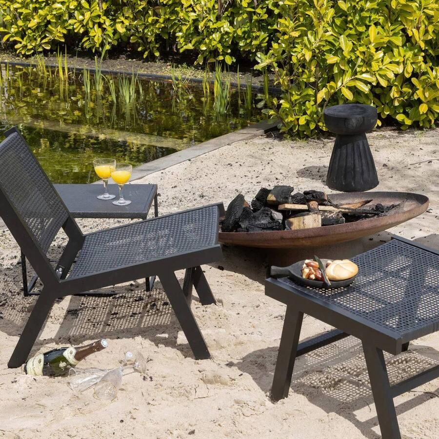 WOOOD Borre Kruk Hout Zwart 40x28x28 cm - Foto 3