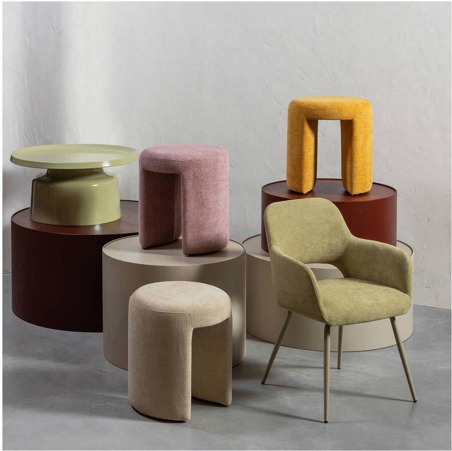 WOOOD Charlie Kruk Chenille Stof- Blush Roze 47x45x45 cm