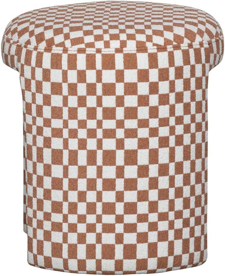 WOOOD Charlie Krukje Geweven Stof Ruitjes Oranje 47x45x45 cm - Foto 3