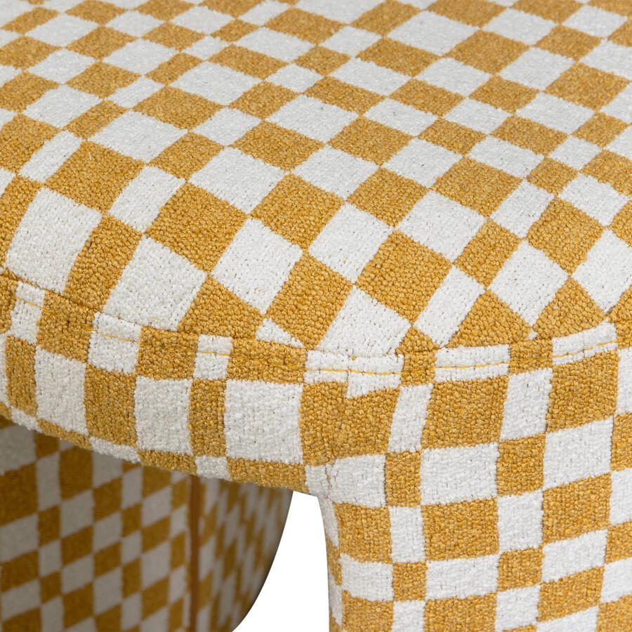 WOOOD Charlie Krukje Geweven Stof Ruitjes Geel 47x45x45 cm - Foto 2