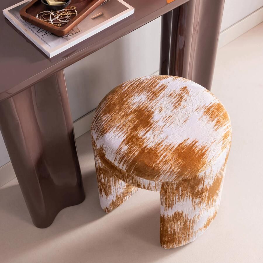 WOOOD Charlie Kruk Geweven Stof Karamelbruin 47x45x45 cm