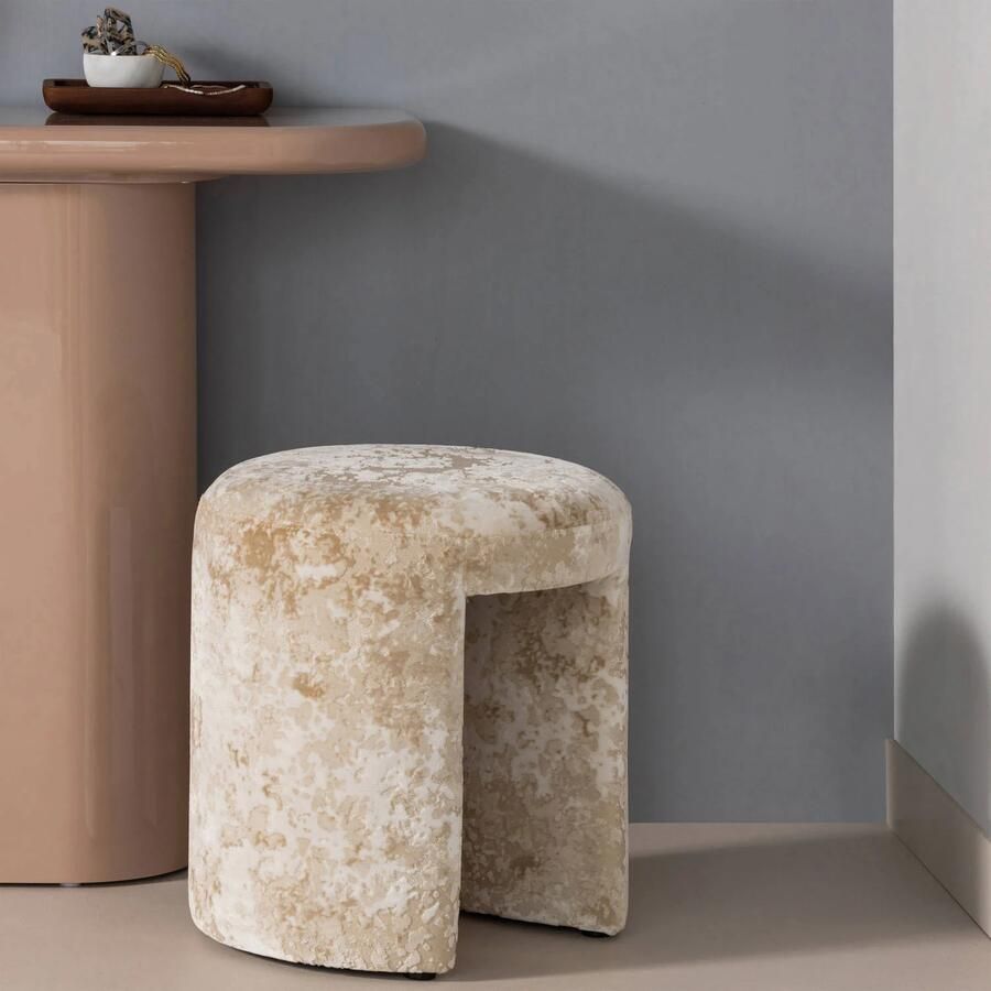 WOOOD Charlie Kruk Gestoffeerd Geweven Stof Beige 47x45x45 cm - Foto 2