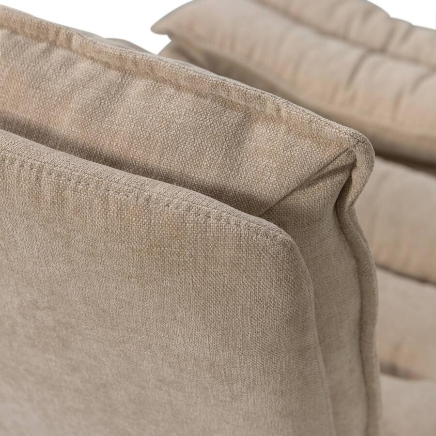 WOOOD Kube Draaifauteuil Met Hocker Chenille stof Naturel Beige 100x74x89 cm - Foto 2