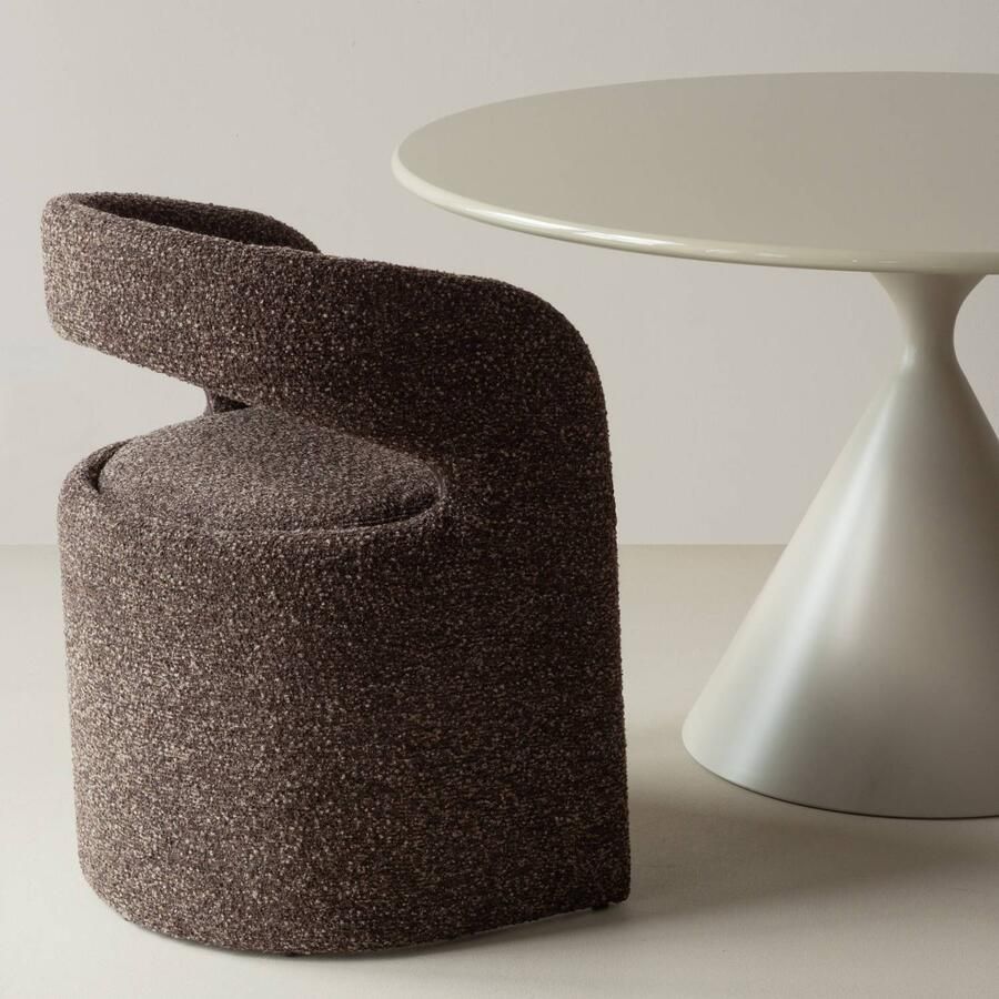 WOOOD Lanor Eetkamerstoel Grove Bouclé Donkerbruin 76x58x57 - Foto 2