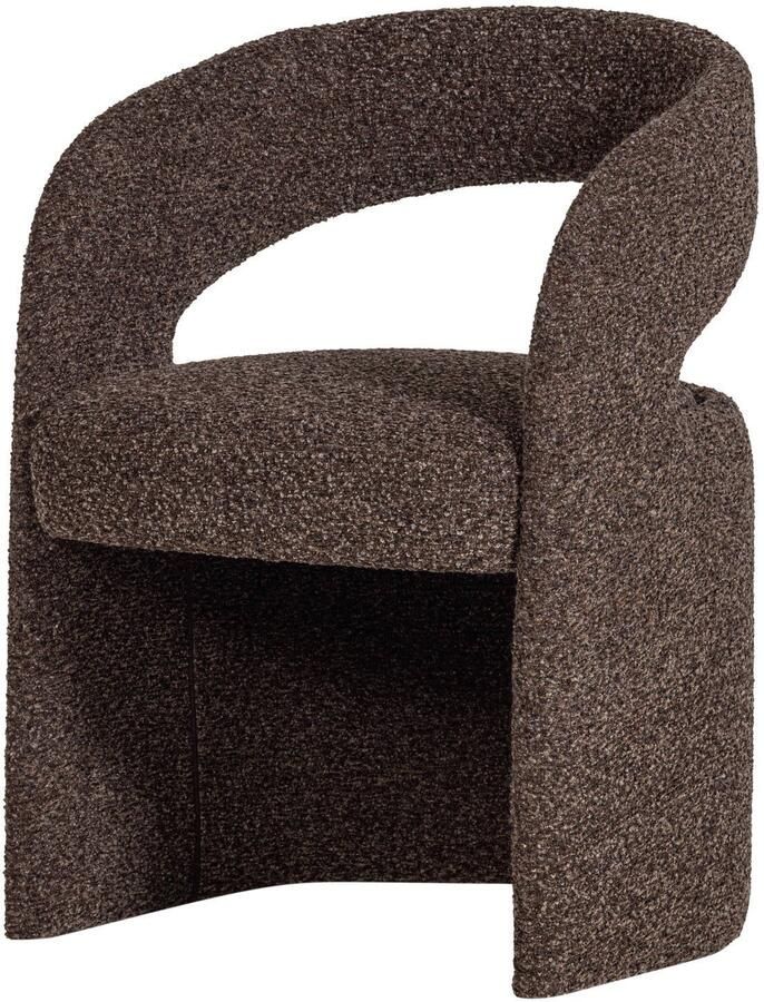 WOOOD Lanor Eetkamerstoel Grove Bouclé Donkerbruin 76x58x57