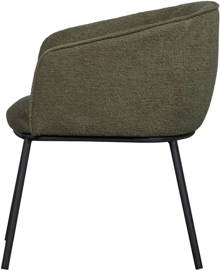 WOOOD Leon Eetkamerstoel Bouclé Stof Forest Green Groen 77x61x63 cm - Foto 3
