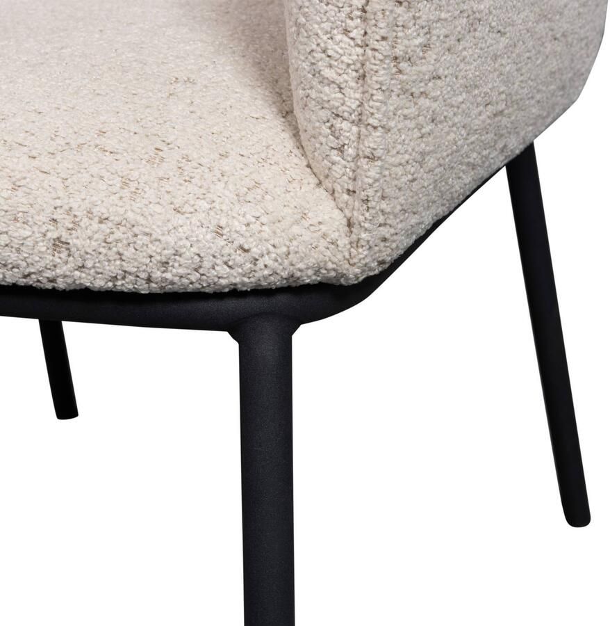 WOOOD Leon Eetkamerstoel Bouclé Stof Naturel Melange Beige 77x61x63 cm - Foto 3