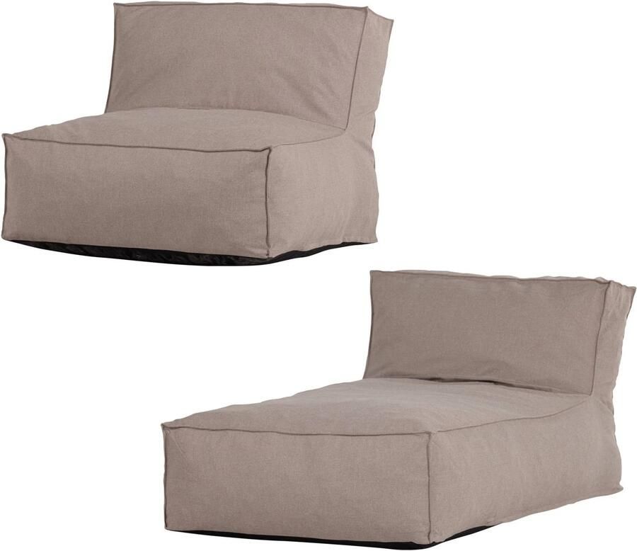 WOOOD Velora Tuin Ligbed & Loungestoel Polyester Zand Set van 2