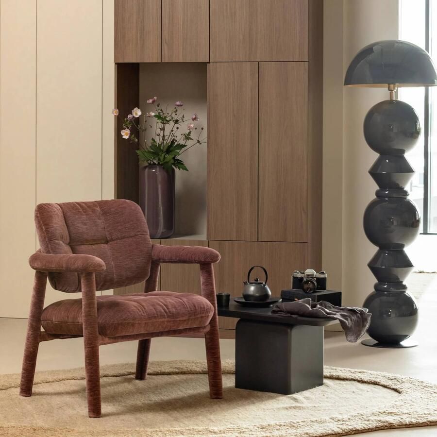 WOOOD Loom Fauteuil Chenille Structuur Oudroze 81x72x73 - Foto 2