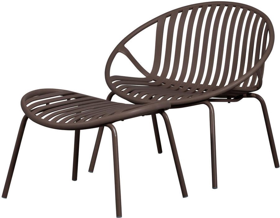 WOOOD loungestoel Bruce met hocker