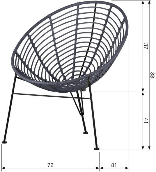 WOOOD Loungestoel Buiten Jane PE Metaal Inkt 88x72x81 - Foto 2