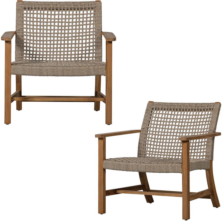 Exotan WOOOD Copper Tuin Fauteuils Teak Naturel 79x76x85 Set van 2 - Foto 3