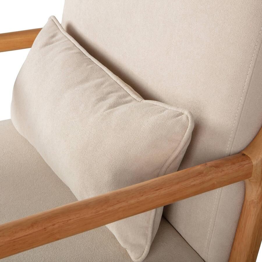 WOOOD Mark Fauteuil Geweven Stof Rubberhout Naturel Beige 75x67x82 cm - Foto 2