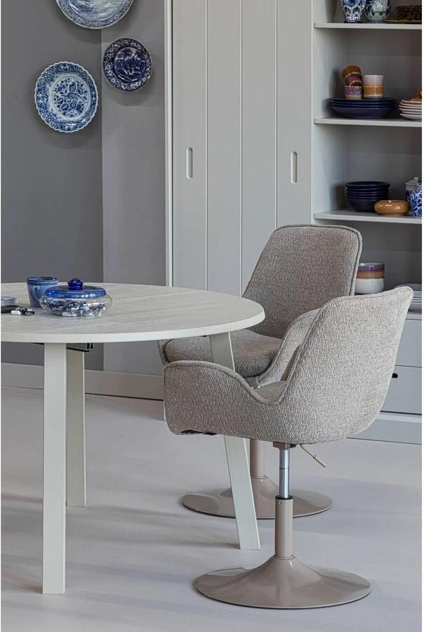 WOOOD Marten Eetkamerstoel in hoogte verstelbaar Geweven Stof Zand Beige 90x70x66 cm - Foto 3