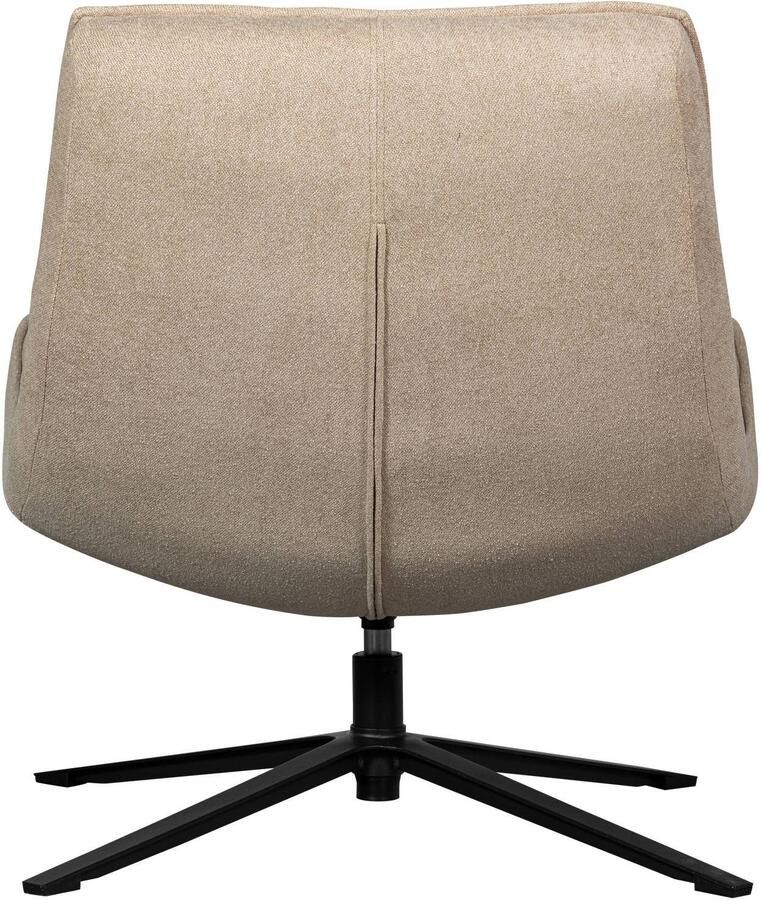 WOOOD Maudi Draaifauteuil Geweven Stof Metaal Naturel Zwart 84x74x86 cm - Foto 4