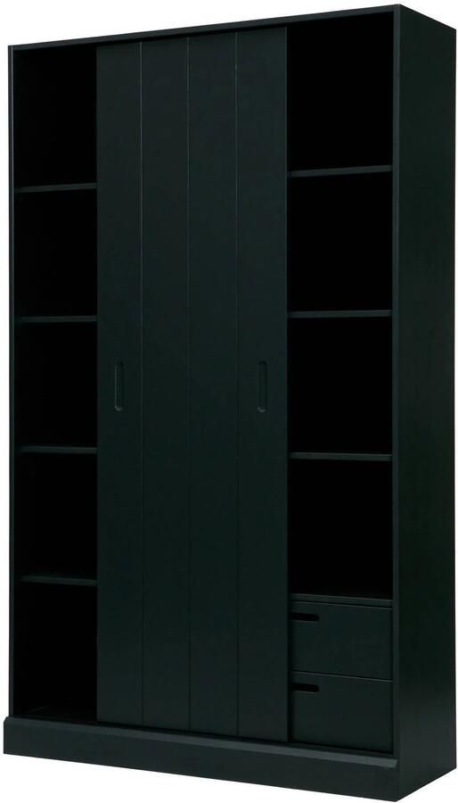 WOOOD Move schuifdeurkast Grenen Mat Zwart 200x120x42 - Foto 2