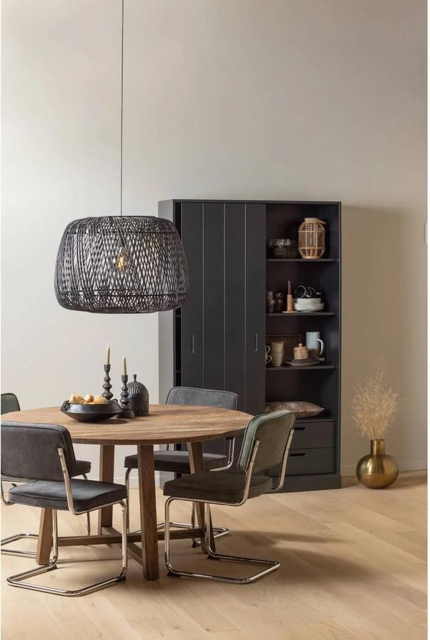 WOOOD Move schuifdeurkast Grenen Mat Zwart 200x120x42 - Foto 3