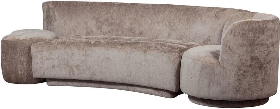 WOOOD Loungebank Combi-Popular: Bank + fauteuil + pouf Met grof chenille gevoerd breedte 345 cm