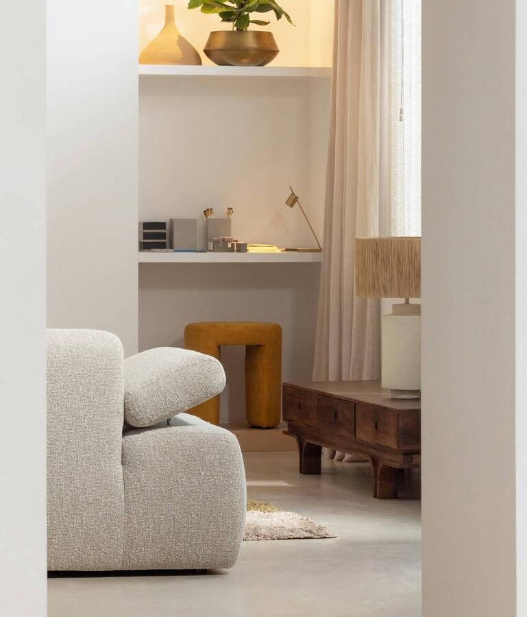 WOOOD Mojo Chaise Longue Elementenbank Rechts Bouclé Beige - Foto 2
