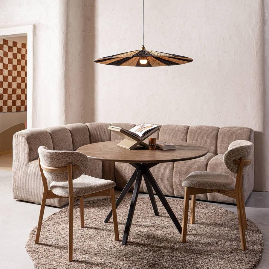 WOOOD Mojo Eetbankje Met Rugleuning Ribstof Donker Zand Beige 83x164x73 cm - Foto 2