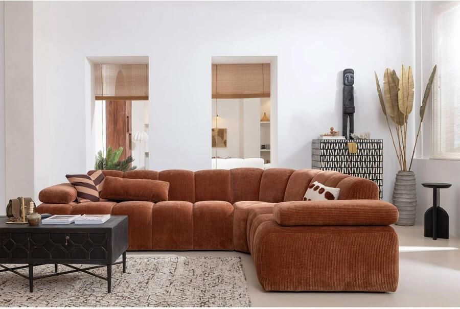 WOOOD Mojo Hoekbank Rechts Ribstof Roest Bruin 74x310x230 - Foto 2
