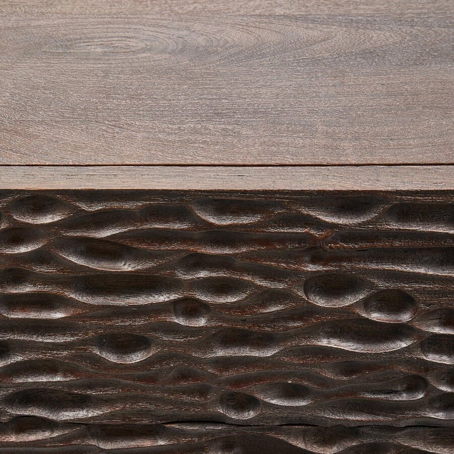 WOOOD Crumble Carved Nachtkastje Met Handige Lades Mangohout Donkerbruin 66x40x37 cm