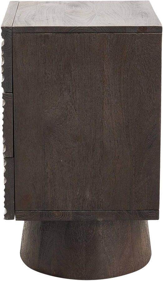 WOOOD Crumble Carved Nachtkastje Met Handige Lades Mangohout Donkerbruin 66x40x37 cm - Foto 2