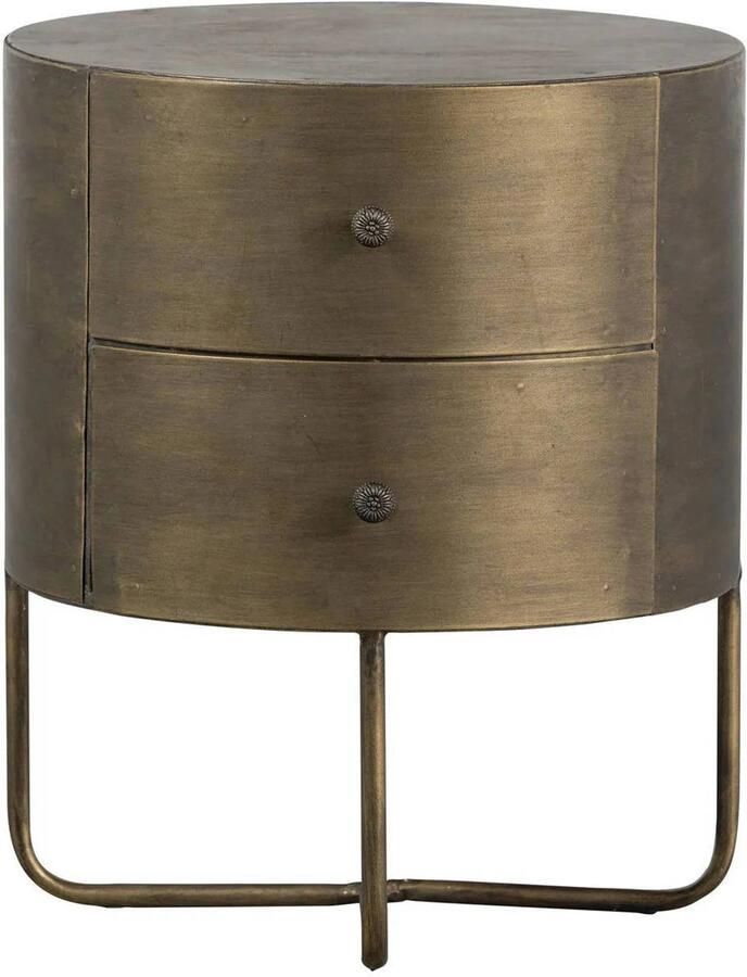 BePureHome Glossy Rond Kastje Met Twee Handige Lades Metaal Antique Brass 48x39x39 cm - Foto 3