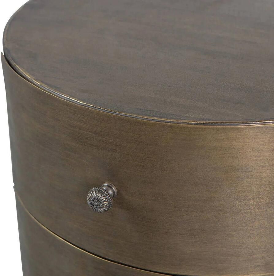 BePureHome Glossy Rond Kastje Met Twee Handige Lades Metaal Antique Brass 48x39x39 cm - Foto 2