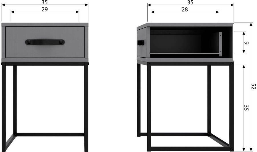 WOOOD Morris Nachtkast Grenen Leem 52x35x35 - Foto 3