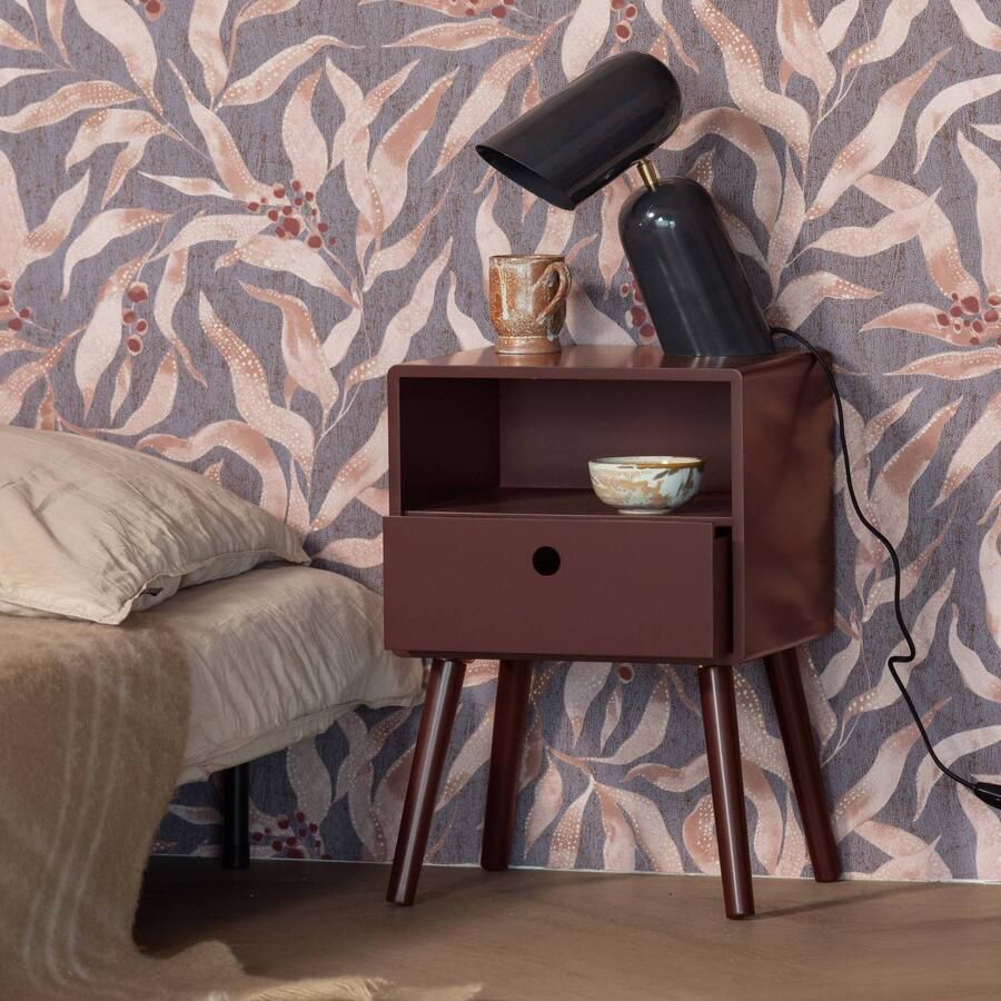WOOOD Ozzy Nachtkastje MDF Bordeauxrood 53x36x30 - Foto 3